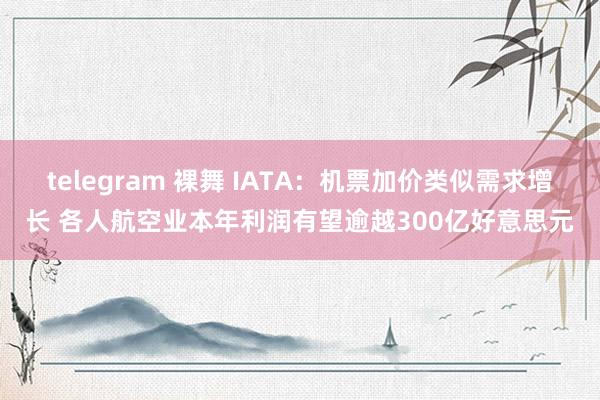 telegram 裸舞 IATA：机票加价类似需求增长 各人航空业本年利润有望逾越300亿好意思元