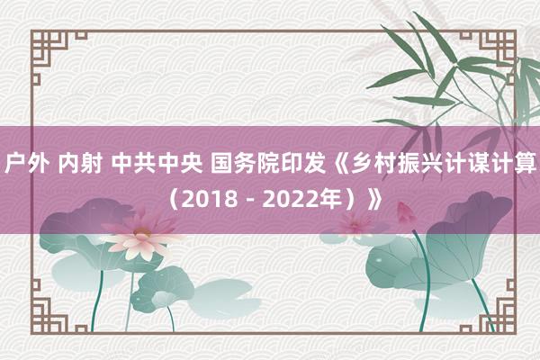 户外 内射 中共中央 国务院印发《乡村振兴计谋计算（2018－2022年）》